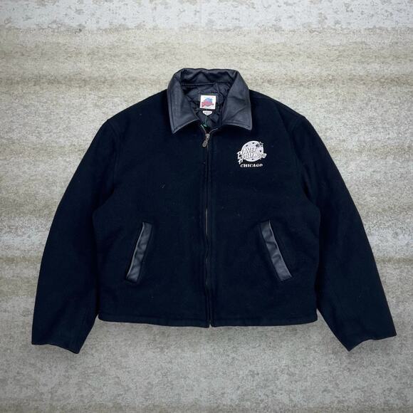 Vintage Planet Hollywood Detroit Style Jacket Made in USA Black Insulated 90s